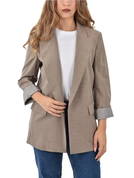 GIACCA BLAZER IN MISTO LANA NOVA DONNA FANGO