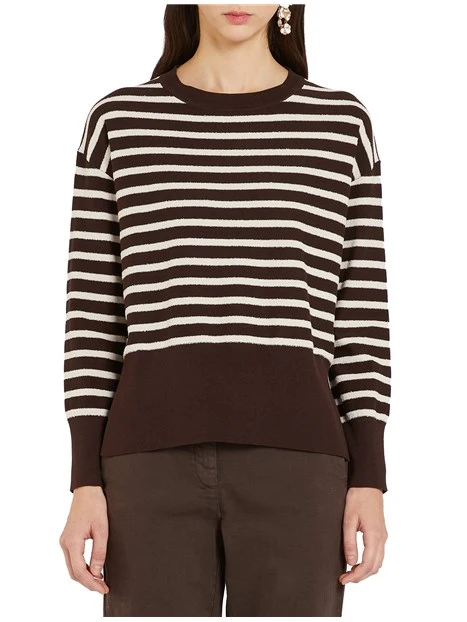 MAGLIA GIROCOLLO IN MISTO COTONE DONNA MARRONE