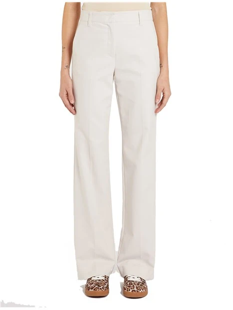 PANTALONI PALAZZO IN COTONE STRETCH DONNA AVORIO