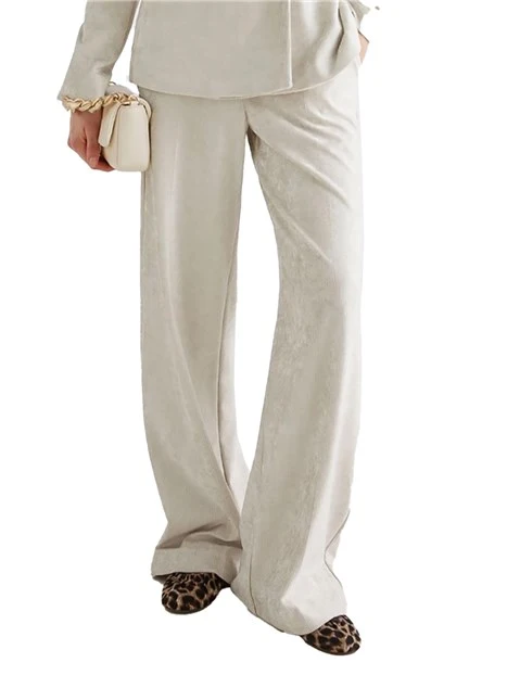 PANTALONE PALAZZO A COSTE AVANA DONNA AVORIO