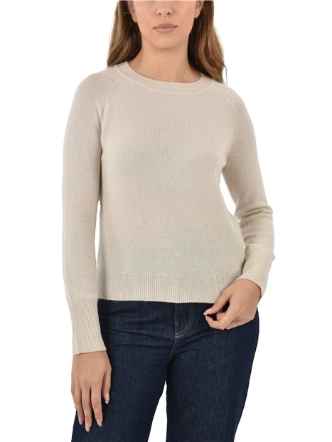 MAGLIA GIROCOLLO MISTO LANA E CASHMERE DONNA AVORIO