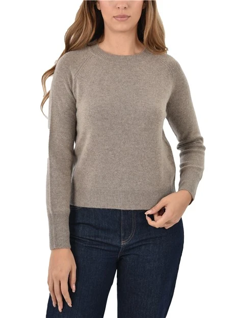 MAGLIA GIROCOLLO MISTO LANA E CASHMERE DONNA FANGO