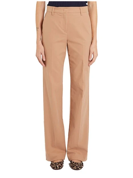 PANTALONI PALAZZO IN COTTO STRETCH DONNA MARRONE CHIARO
