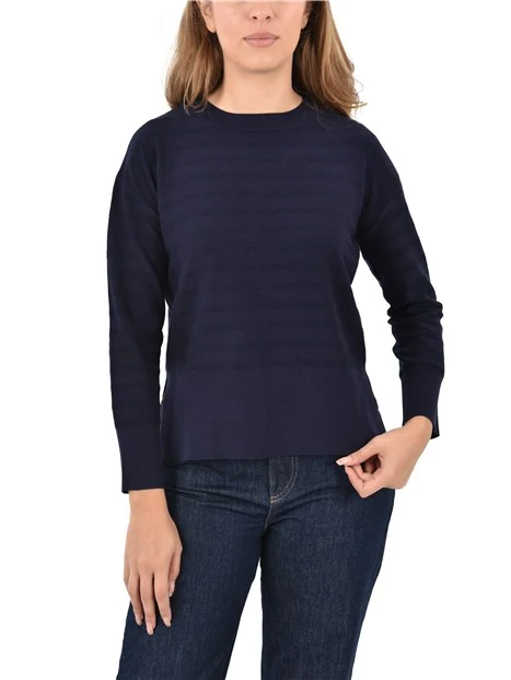 MAGLIA GIROCOLLO IN MISTO COTONE TEXAS DONNA BLU