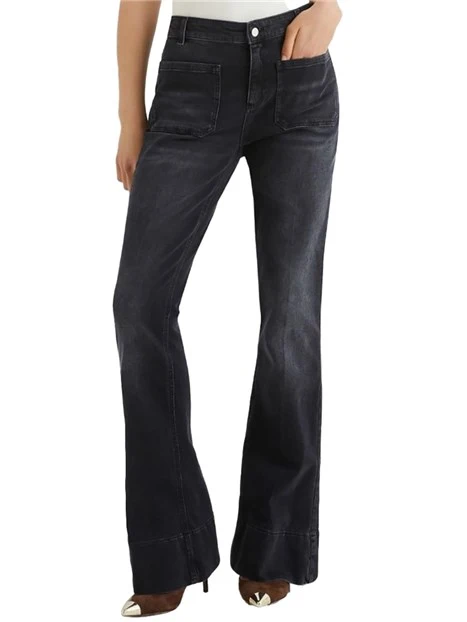 JEANS A ZAMPA CON TASCHE ANTERIORI BCUT DONNA NERO