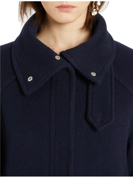 GIACCA CORTA IN MISTO LANA CON COLLO RIALZATO DONNA BLU