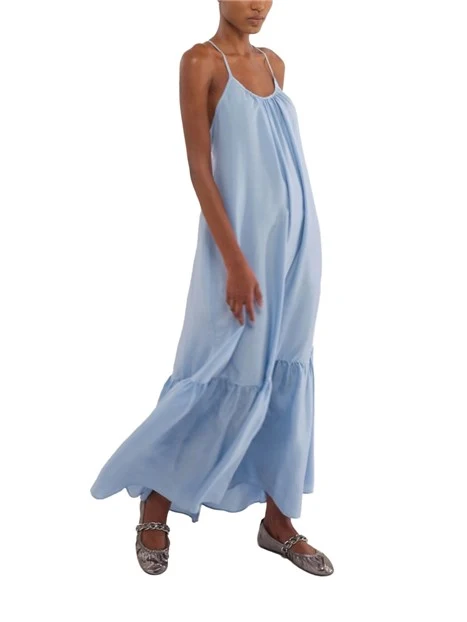 VESTITO LUNGO IN SETA MOSTO DONNA AZZURRO