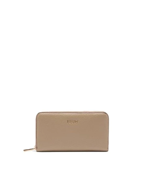 PORTAFOGLIO GRANDE CON ZIP E LOGO DONNA BEIGE
