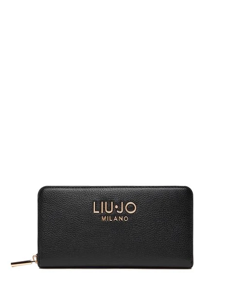 PORTAFOGLIO CON LOGO E STAMPA EFFETTO BOTTALATO DONNA NERO