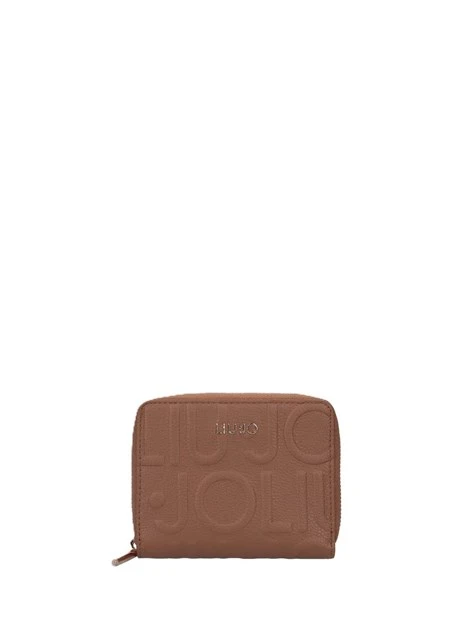 PORTAFOGLI COMPATTO CON LOGO A RILIEVO DONNA MARRONE