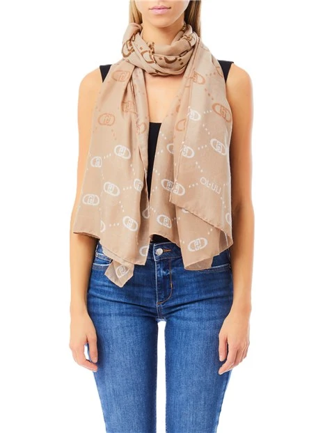 STOLA CON MOTIVO GRAFICO LOGO DONNA BEIGE