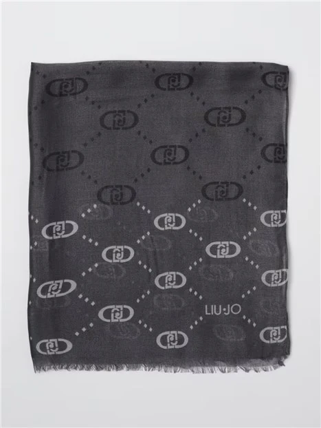 STOLA CON MOTIVO GRAFICO LOGO DONNA NERO