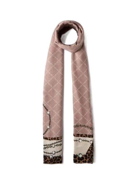 STOLA CON STAMPA ANIMALIER E LOGO DONNA BEIGE