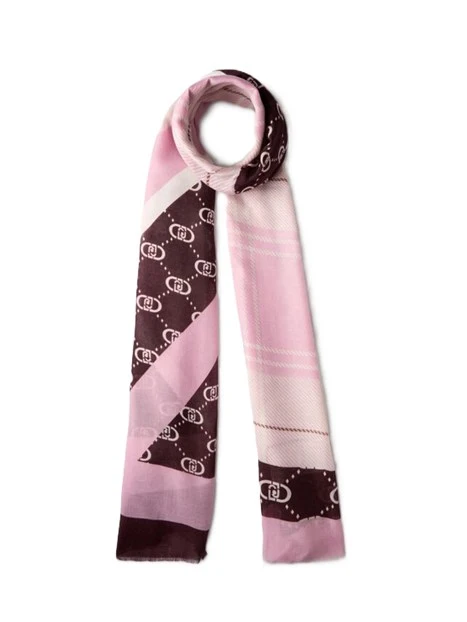 STOLA CON STAMPA CHECK E LOGO DONNA ROSA