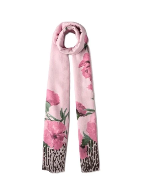 STOLA CON STAMPA ANIMALIER FLOREALE DONNA LILLA