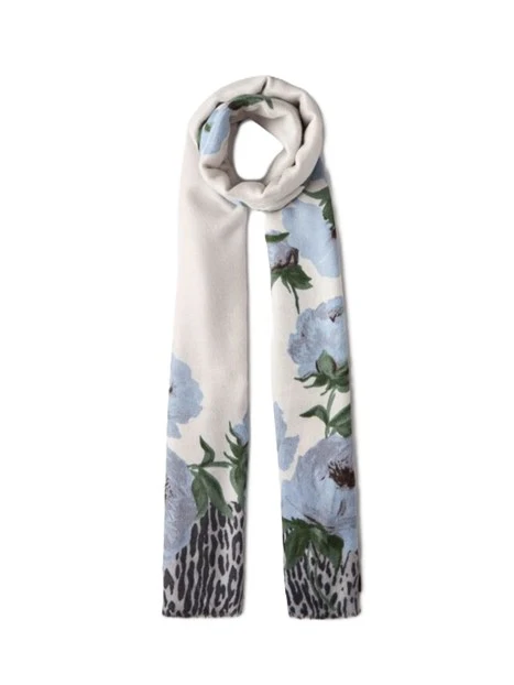 STOLA CON STAMPA ANIMALIER FLOREALE DONNA BLU
