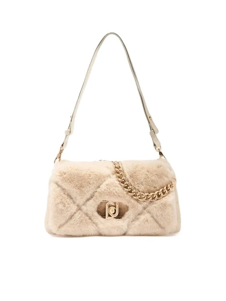 BORSA A SPALLA EFFETTO PELLICCIA DONNA AVORIO