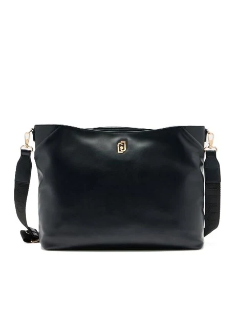 BORSA A SPALLA CON POUCH LOGATO DONNA NERO