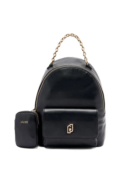 ZAINO CON TASCA FRONTALE E POCHETTE REMOVIBILE DONNA NERO