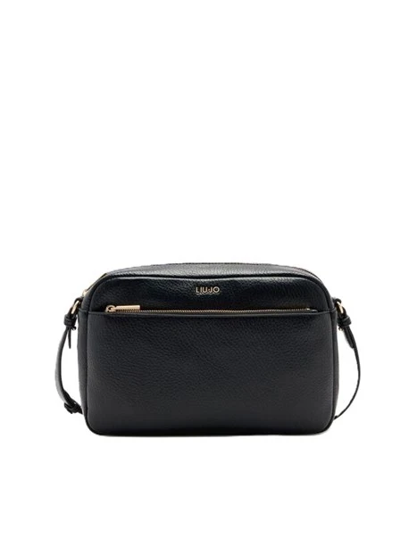 BORSA A TRACOLLA CON ZIP E TASCA ANTERIORE DONNA NERO