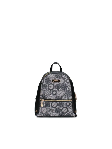 ZAINO CON FANTASIA GEOMETRICA DONNA NERO