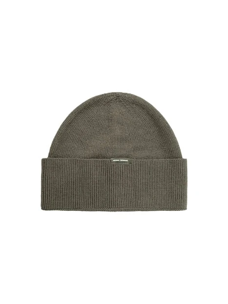 CAPPELLO IN MISTO LANA CON LOGO UOMO VERDE