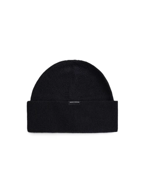 CAPPELLO IN MISTO LANA CON LOGO UOMO BLU SCURO