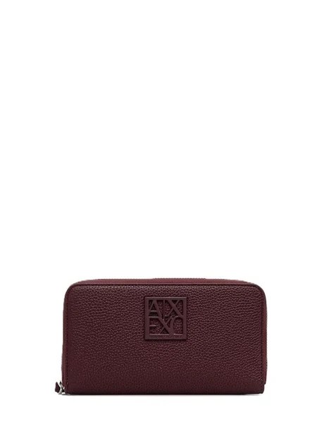 PORTAFOGLIO GRANDE CON LOGO E ZIP DONNA BORDEAUX