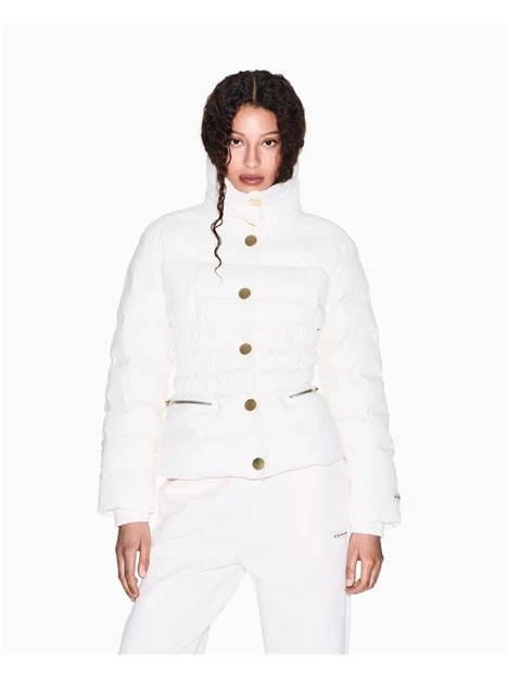 PIUMINO CON BOTTONI FRONTALI  E ZIP DONNA BIANCO