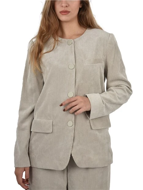 GIACCA CORTA IN VELLUTO A COSTE DONNA BEIGE