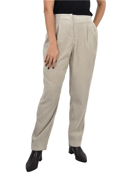 PANTALONI CHINO IN VELLUTO A COSTE DONNA BEIGE