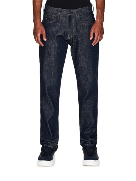 JEANS REGULAR CON CUCITURE A CONTRASTO UOMO BLU