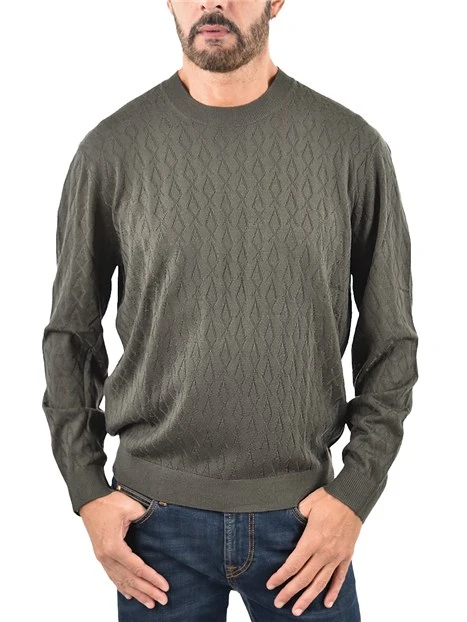 MAGLIA GIROCOLLO CON MOTIVO MONOGRAM UOMO VERDE