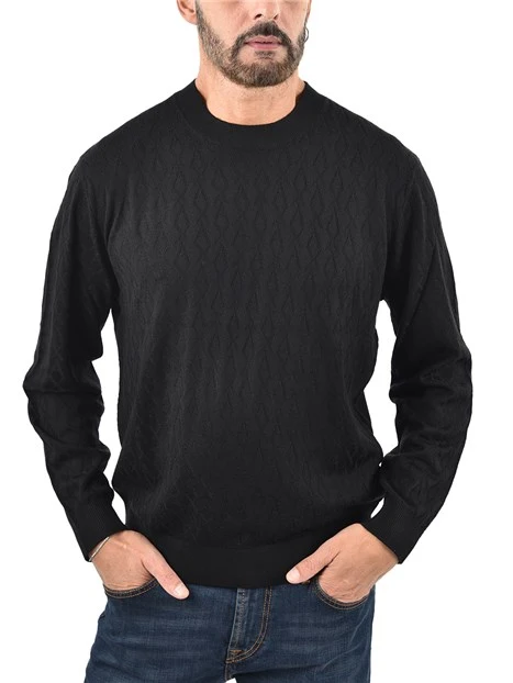 MAGLIA GIROCOLLO CON MOTIVO MONOGRAM UOMO NERO