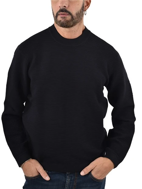 MAGLIA GIROCOLLO A COSTE ORIZZONTALI UOMO BLU