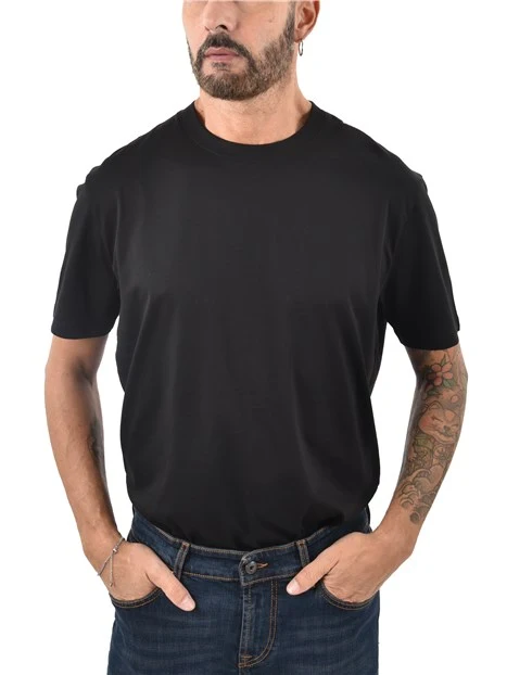 T-SHIRT MANICA CORTA CON LOGO RICAMATO UOMO NERO