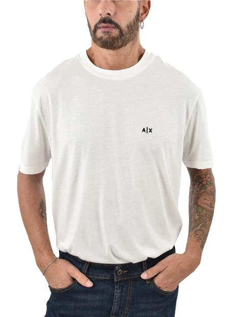 T-SHIRT MANICA CORTA CON LOGO RICAMATO UOMO BIANCO