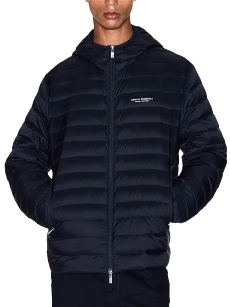 PIUMINO CON ZIP E TRAPUNTATURA ORIZZONTALE UOMO BLU