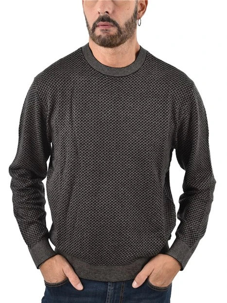 MAGLIA GIROCOLLO CON BORDI A COSTINE UOMO ANTRACITE