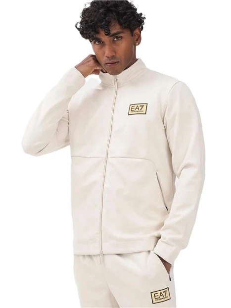 FELPA CON ZIP EFFETTO SCAMOSCIATO UOMO BEIGE