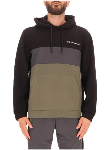 FELPA CON CAPPUCCIO E TASCA FRONTALE UOMO VERDE