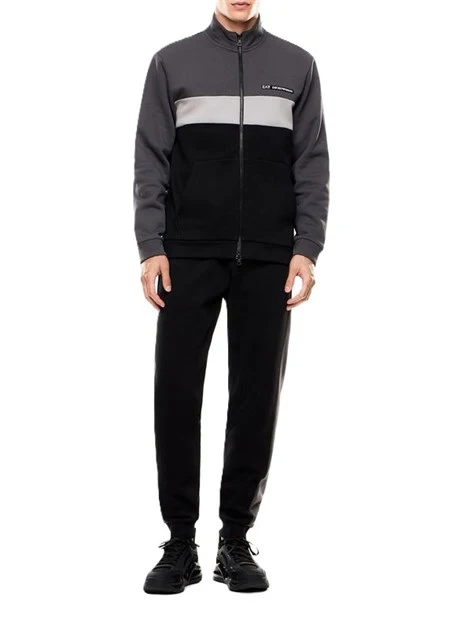 TUTA IN COTONE CON COLORI A CONTRASTO E LOGO GOMMATO UOMO NERO