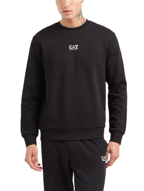 FELPA GIROCOLLO IN COTONE CON LOGO SUL PETTO NERO