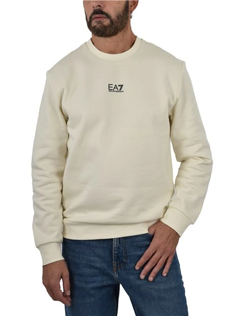 FELPA GIROCOLLO IN COTONE CON LOGO SUL PETTO BIANCO