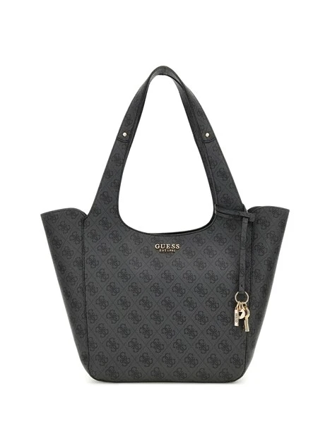 BORSA A SPALLA CON STAMPA LOGO E POCHETTE INTERNO DONNA BEIGE