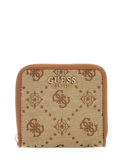 PORTAFOGLIO CON STAMPA MONOGRAM E DETTAGLI ORO DONNA BEIGE