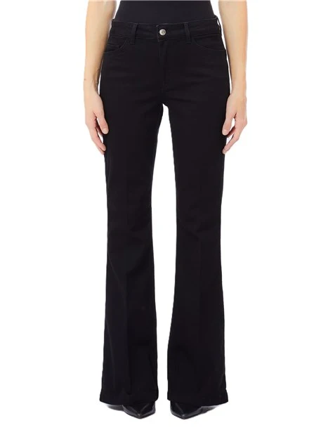 JEANS A ZAMPA CON INSERTO ELASTICO DONNA NERO