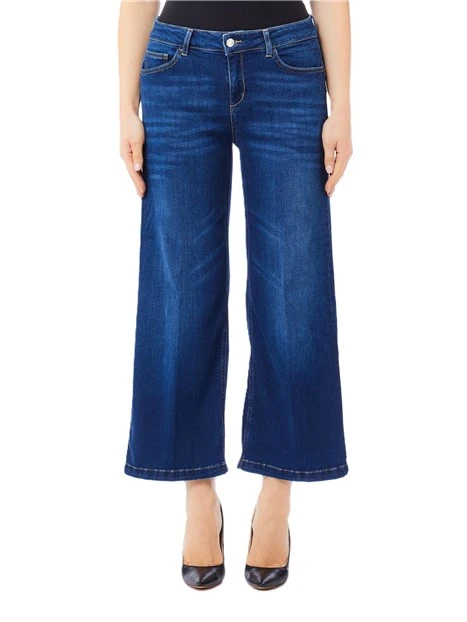 JEANS FLARE CON ELASTICO DONNA BLU
