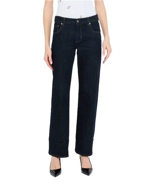 JEANS REGULAR CON RISVOLTO DONNA BLU