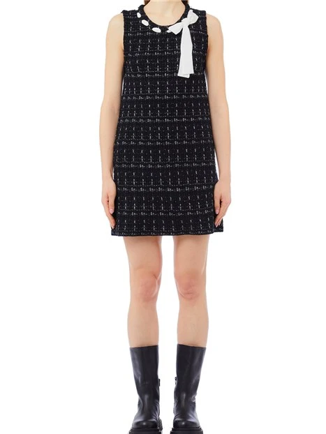 VESTITO CORTO IN MISTO LANA DONNA NERO